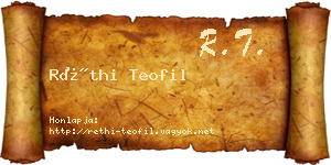 Réthi Teofil névjegykártya